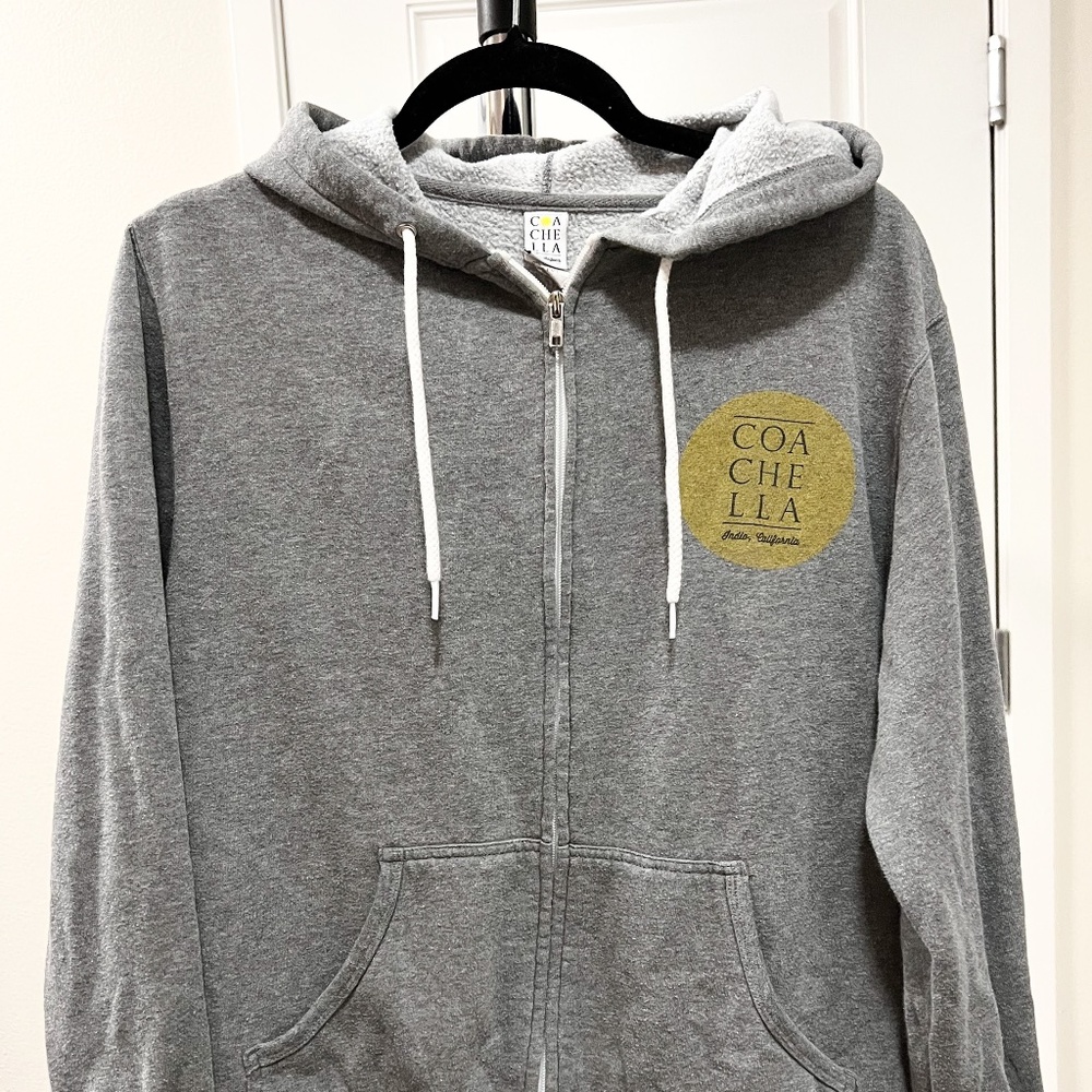 Coachella, Grey w/ graphic print, Zip-up sweatshirt, medium